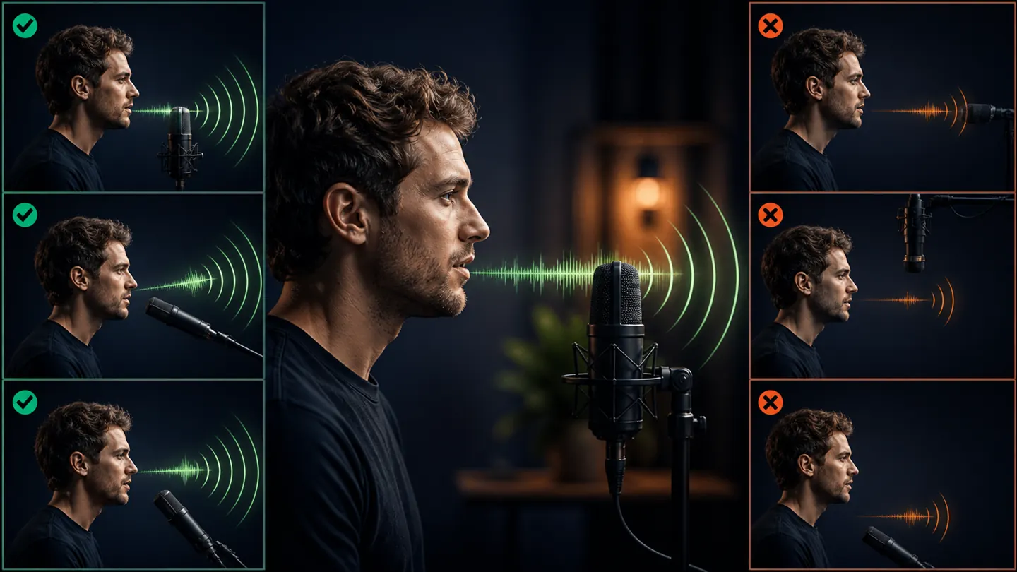 Microphone Placement for a Clearer Voice Recording visual guide